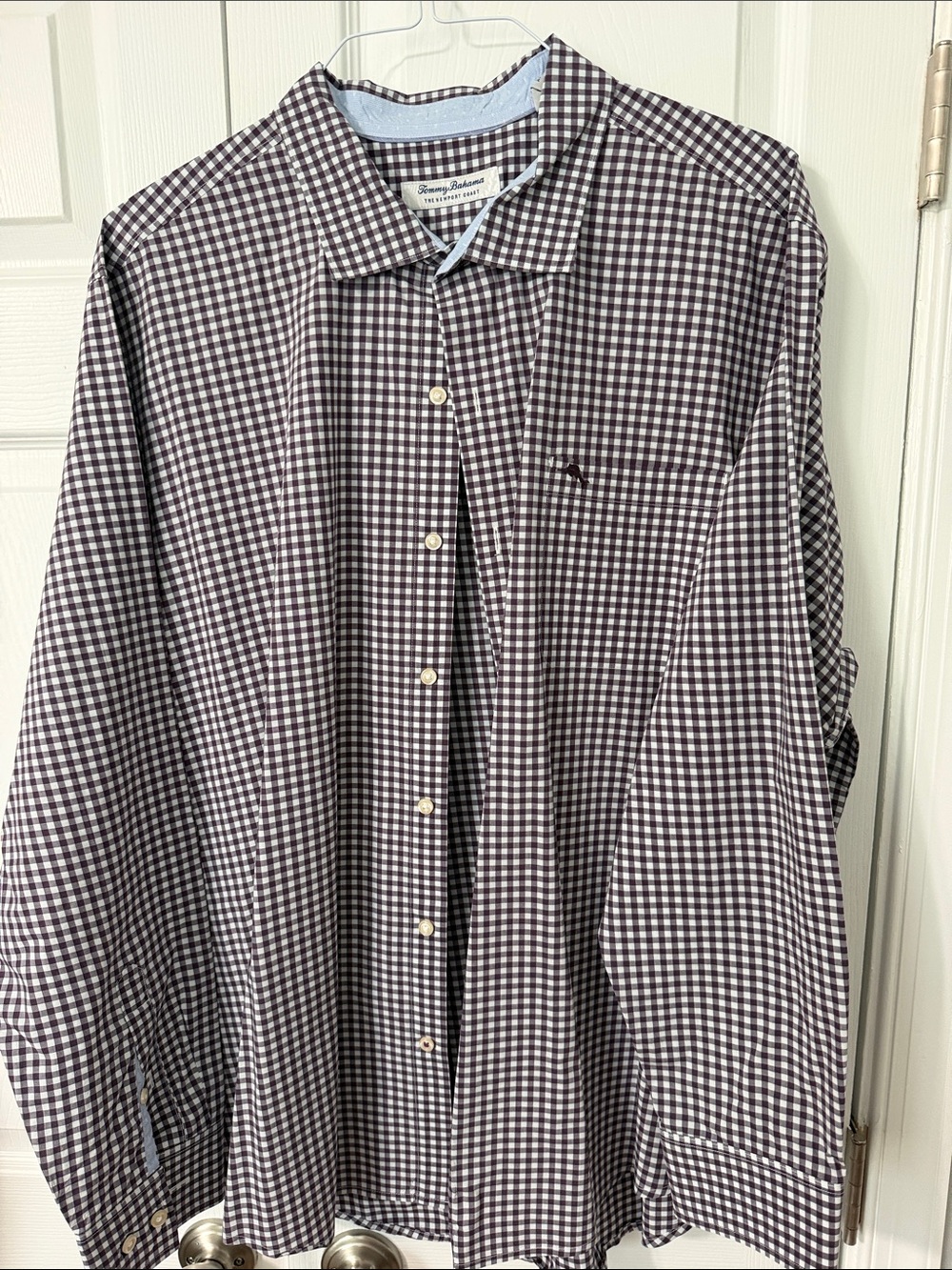 Tommy Bahama Men’s Black and White Gingham Button-Up Shirt